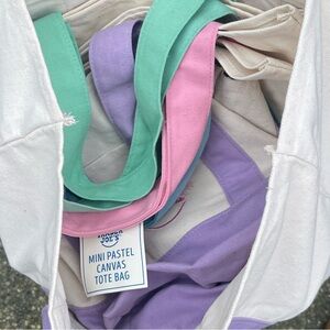 Trader Joe's Mini Pastel Canvas Tote Bag